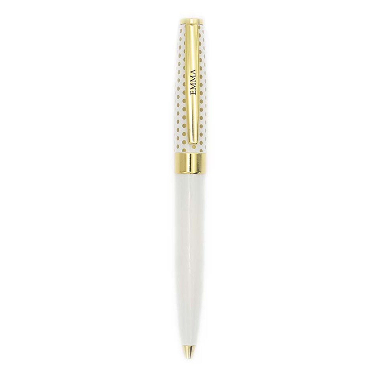 Caneta Esferográfica Personalizada Emma - Branco/Dourado Branco-2