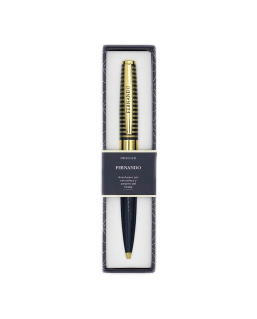 Caneta Esferográfica Personalizada Fernando - Azul-Marinho/Dourado Azul-marinho escuro-1