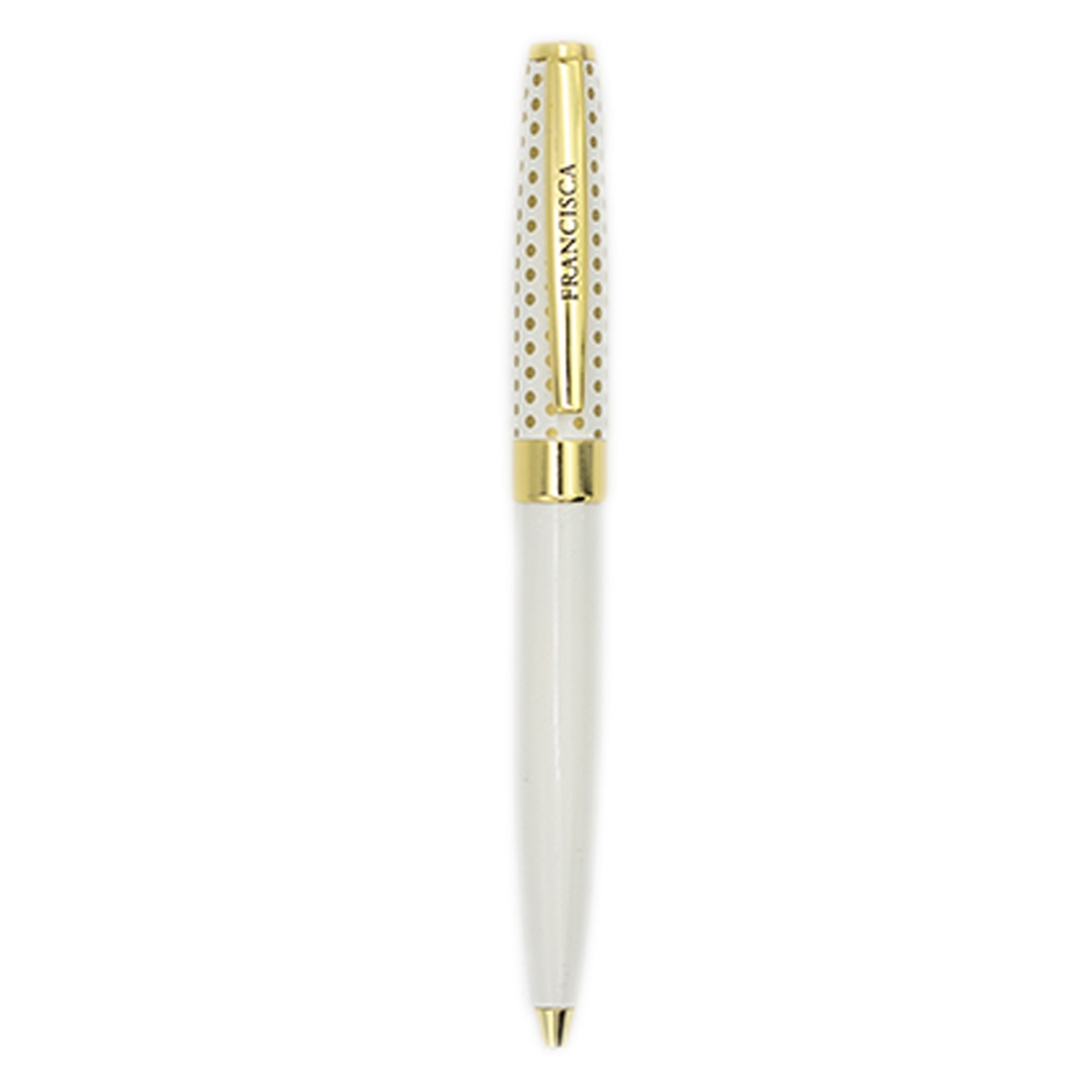 Caneta Esferográfica Personalizada Francisca - Branco/Dourado Branco-2