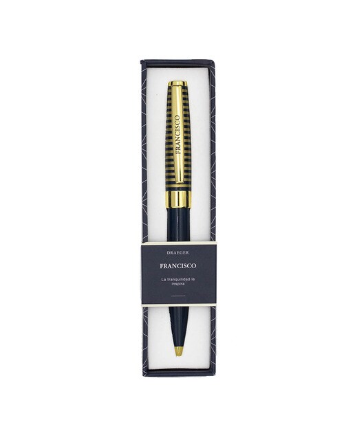 Caneta Esferográfica Personalizada Francisco - Azul-Marinho/Dourado Azul-marinho escuro-1