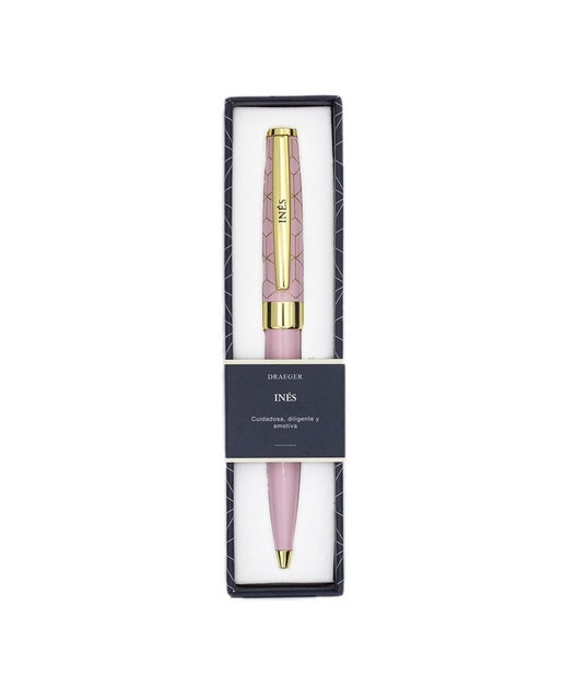 Caneta Esferográfica Personalizada Inés - Rosa/Dourado Rosa-1
