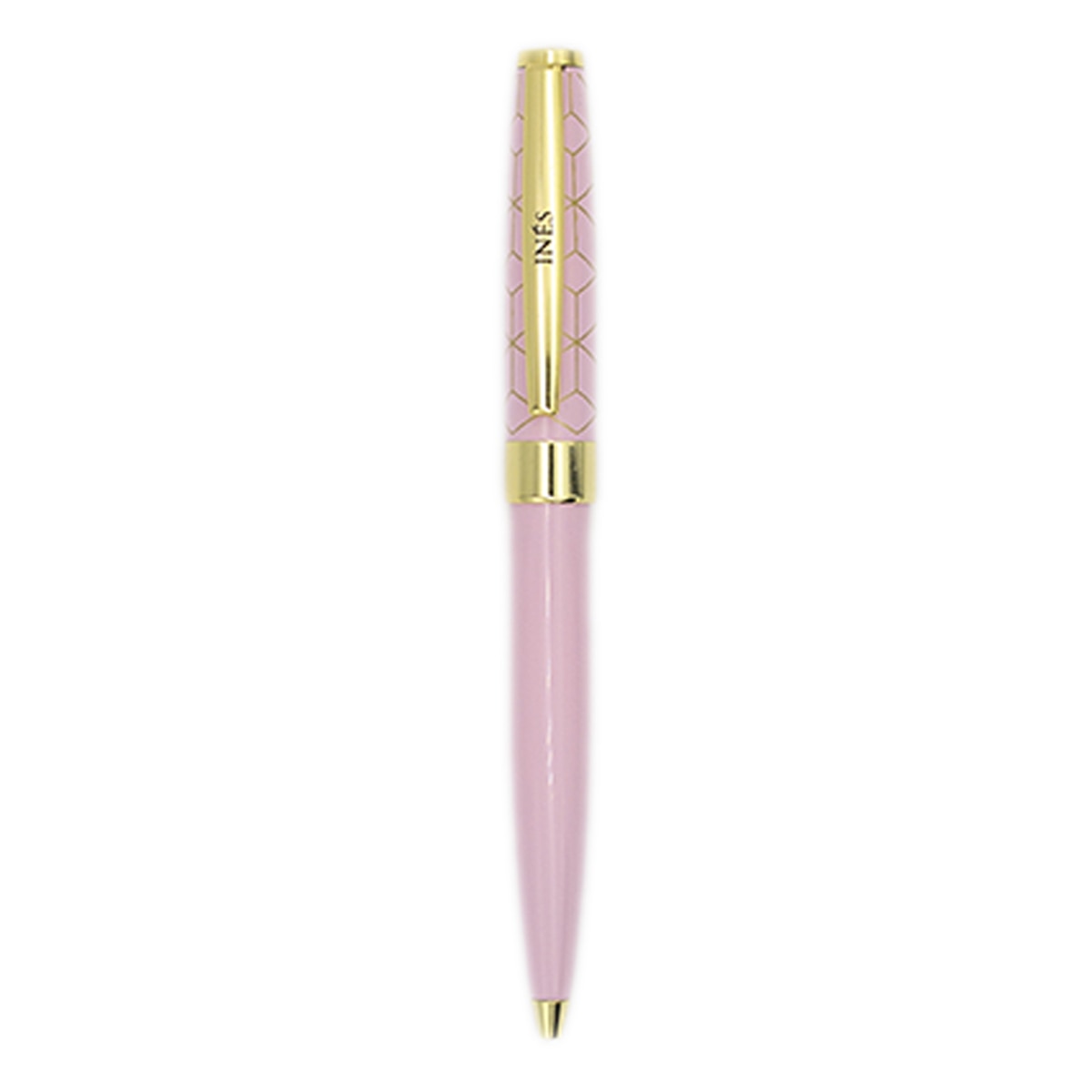 Caneta Esferográfica Personalizada Inés - Rosa/Dourado Rosa-2