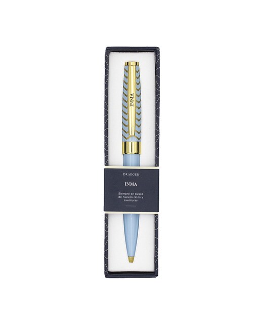 Caneta Esferográfica Personalizada Inma - Azul-Claro/Dourado Azul-claro-1
