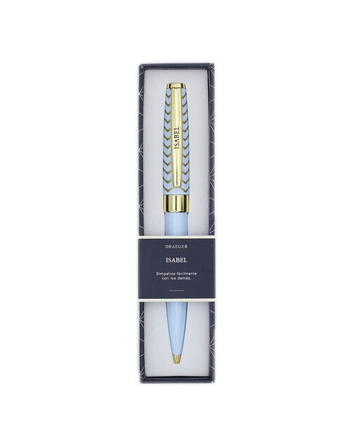 Caneta Esferográfica Personalizada Isabel - Azul-Claro/Dourado Azul-claro-1