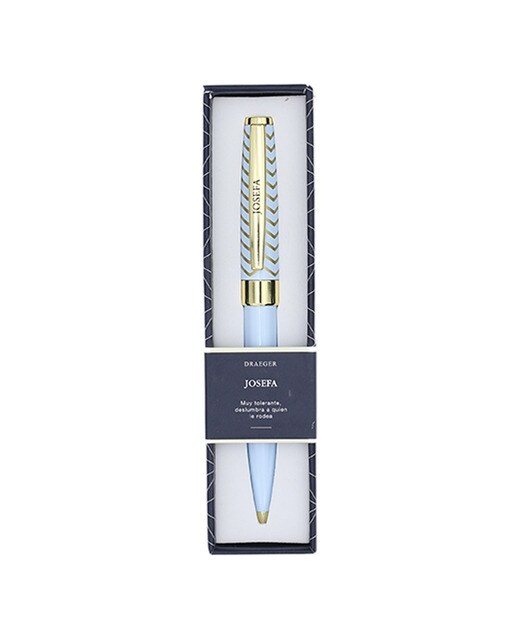 Caneta esferográfica Josefa azul-claro e dourada Azul-claro-1