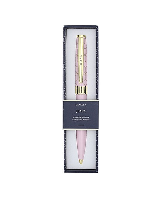 Caneta esferográfica Juana rosa e dourada Rosa-1