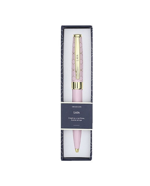 Caneta esferográfica Laia rosa e dourada Rosa-1