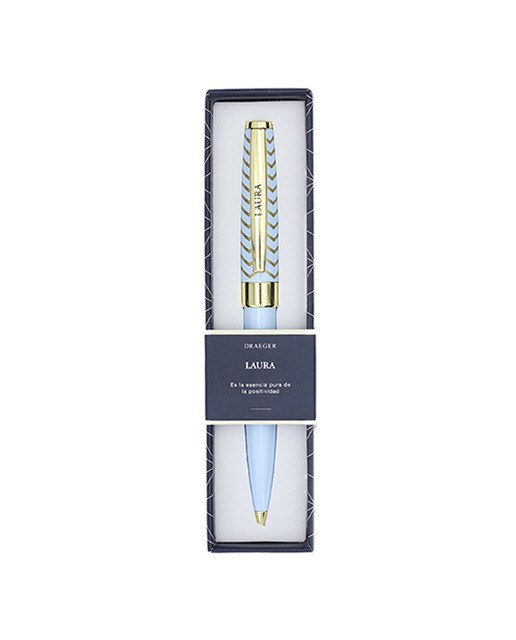 Caneta esferográfica Laura azul-claro e dourada Azul-claro-1