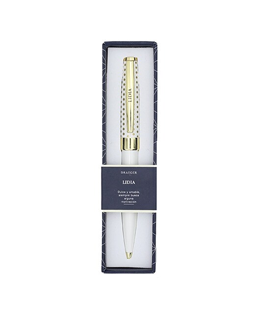 Caneta esferográfica Lidia branca e dourada Branco-1