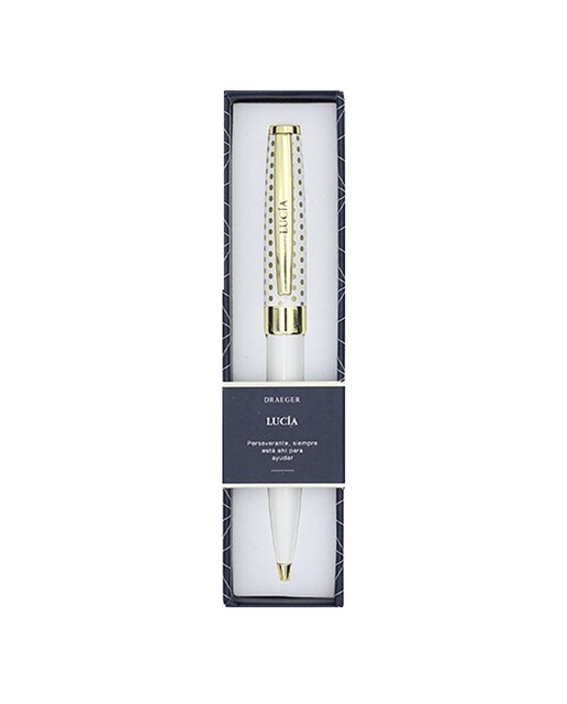 Caneta esferográfica Lucía branca e dourada Branco-1