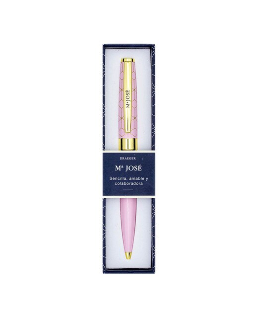 Caneta esferográfica Mª José rosa e dourada Rosa-1