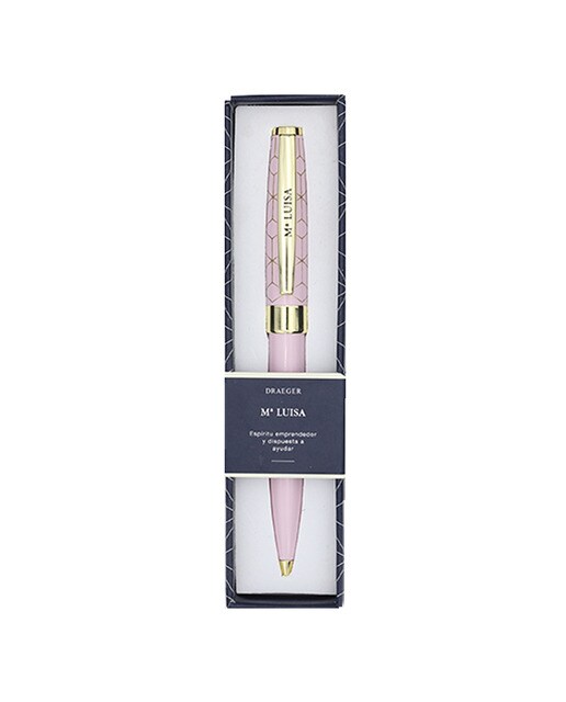 Caneta esferográfica Mª Luisa rosa e dourada Rosa-1