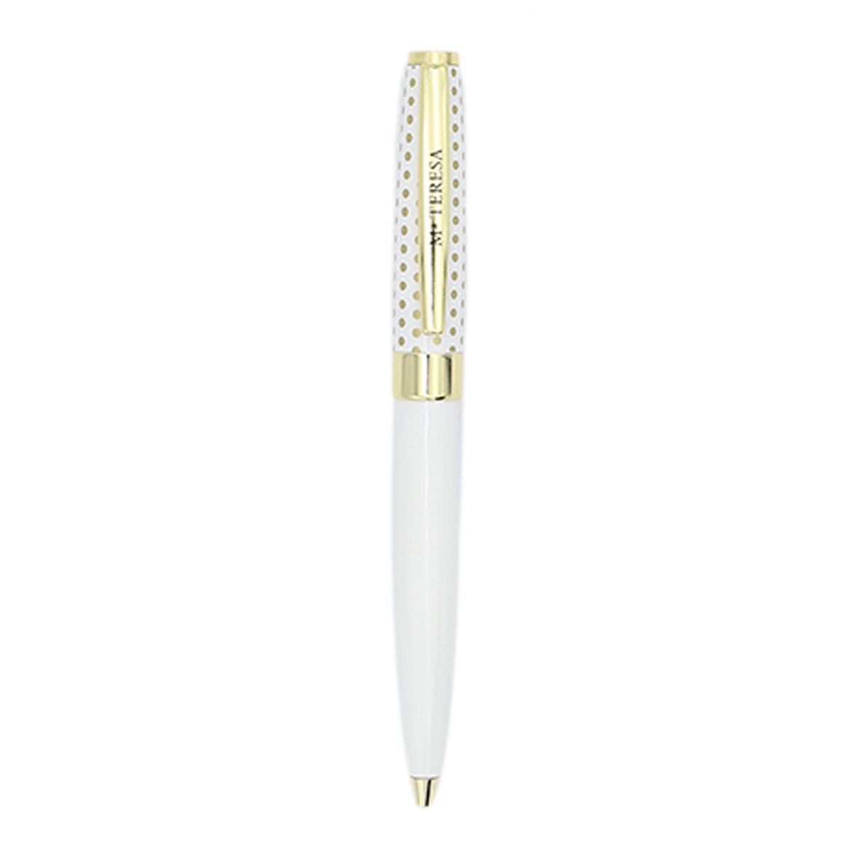 Caneta esferográfica Mª Teresa branca e dourada Branco-2