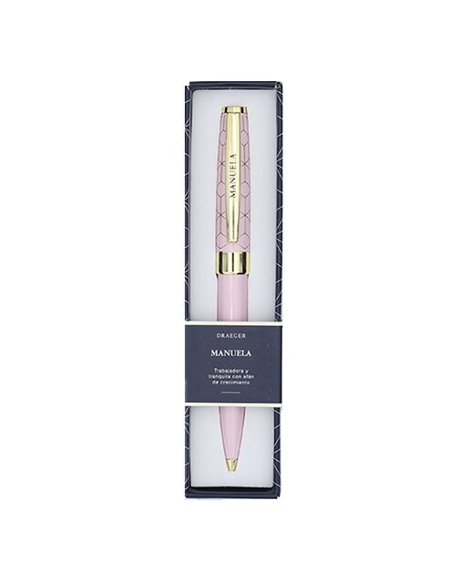 Caneta esferográfica Manuela rosa e dourada Rosa-1