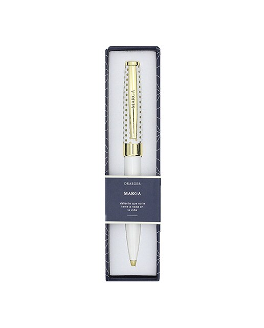 Caneta esferográfica Marga branca e dourada Branco-1