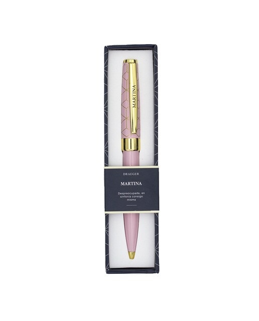 Caneta esferográfica Martina rosa e dourada Rosa-1
