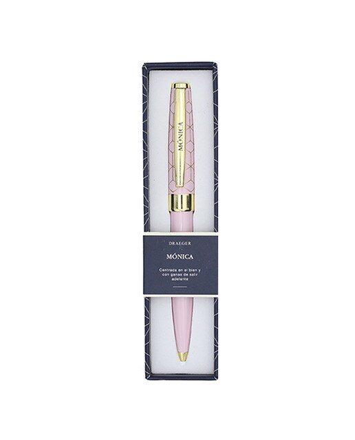 Caneta esferográfica Mónica rosa e dourada Rosa-1