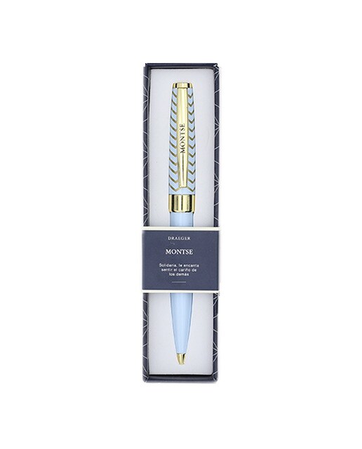 Caneta esferográfica Montse azul-claro e dourada Azul-claro-1