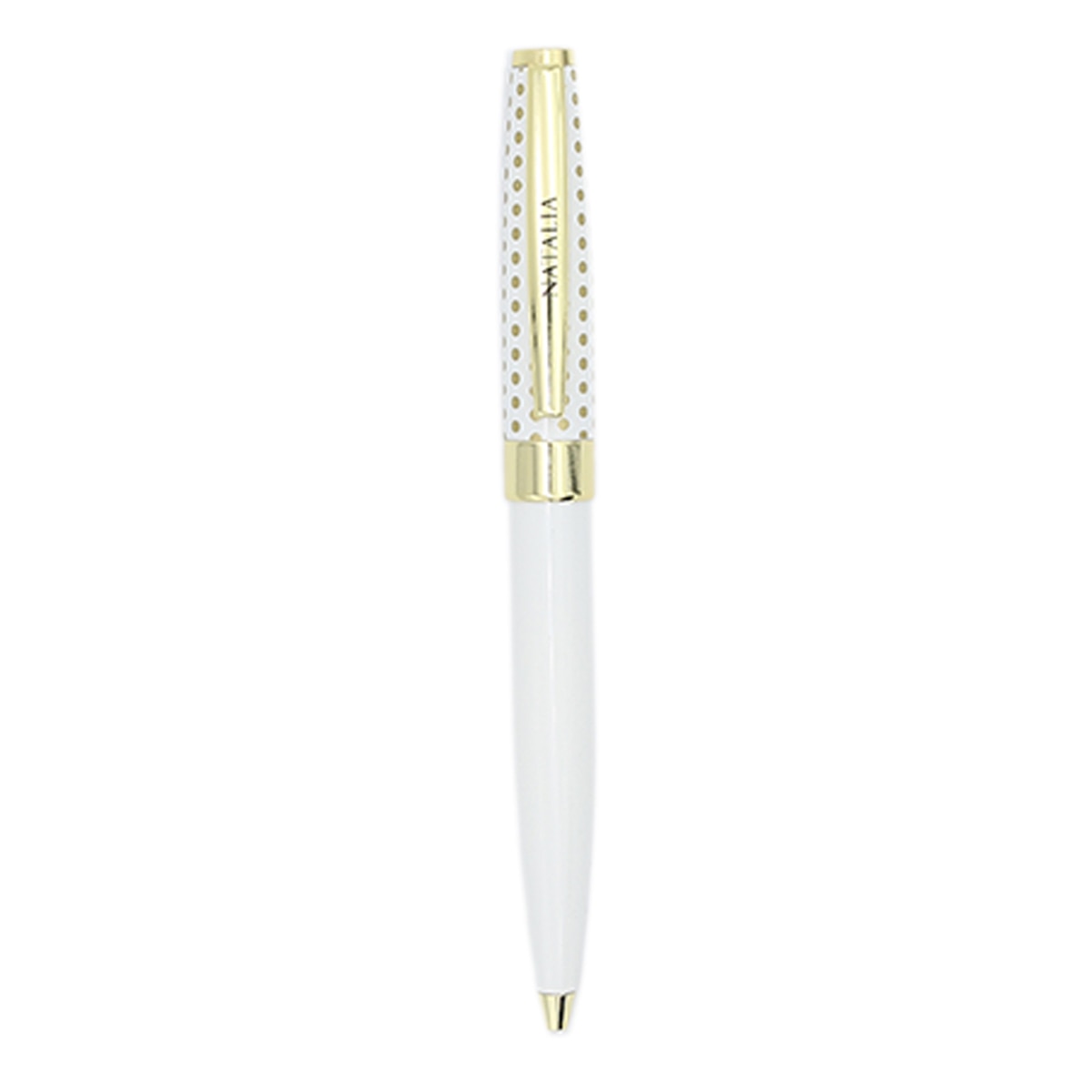 Caneta esferográfica Natalia branca e dourada Branco-2