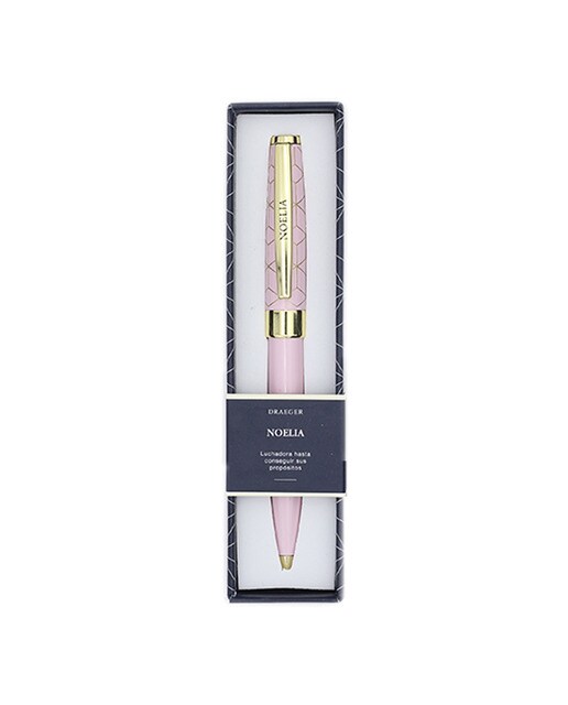 Caneta esferográfica Noelia rosa e dourada Rosa-1