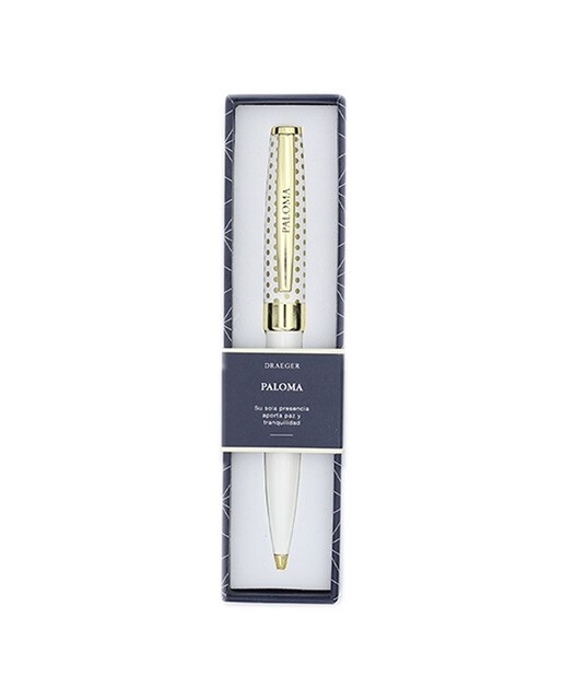 Caneta esferográfica Paloma branca e dourada Branco-1