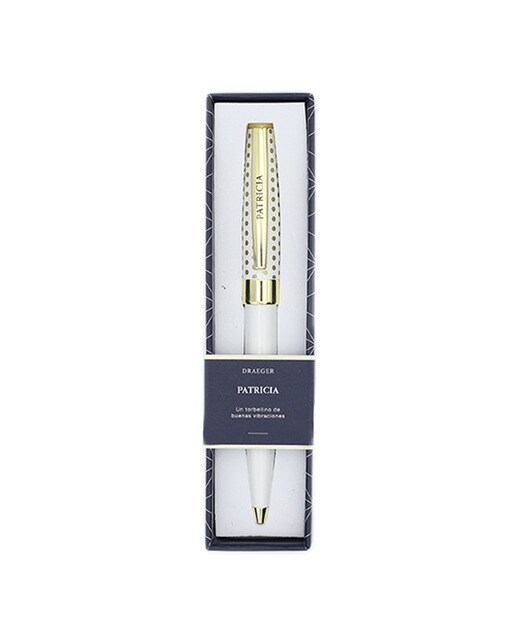 Caneta esferográfica Patricia branca e dourada Branco-1