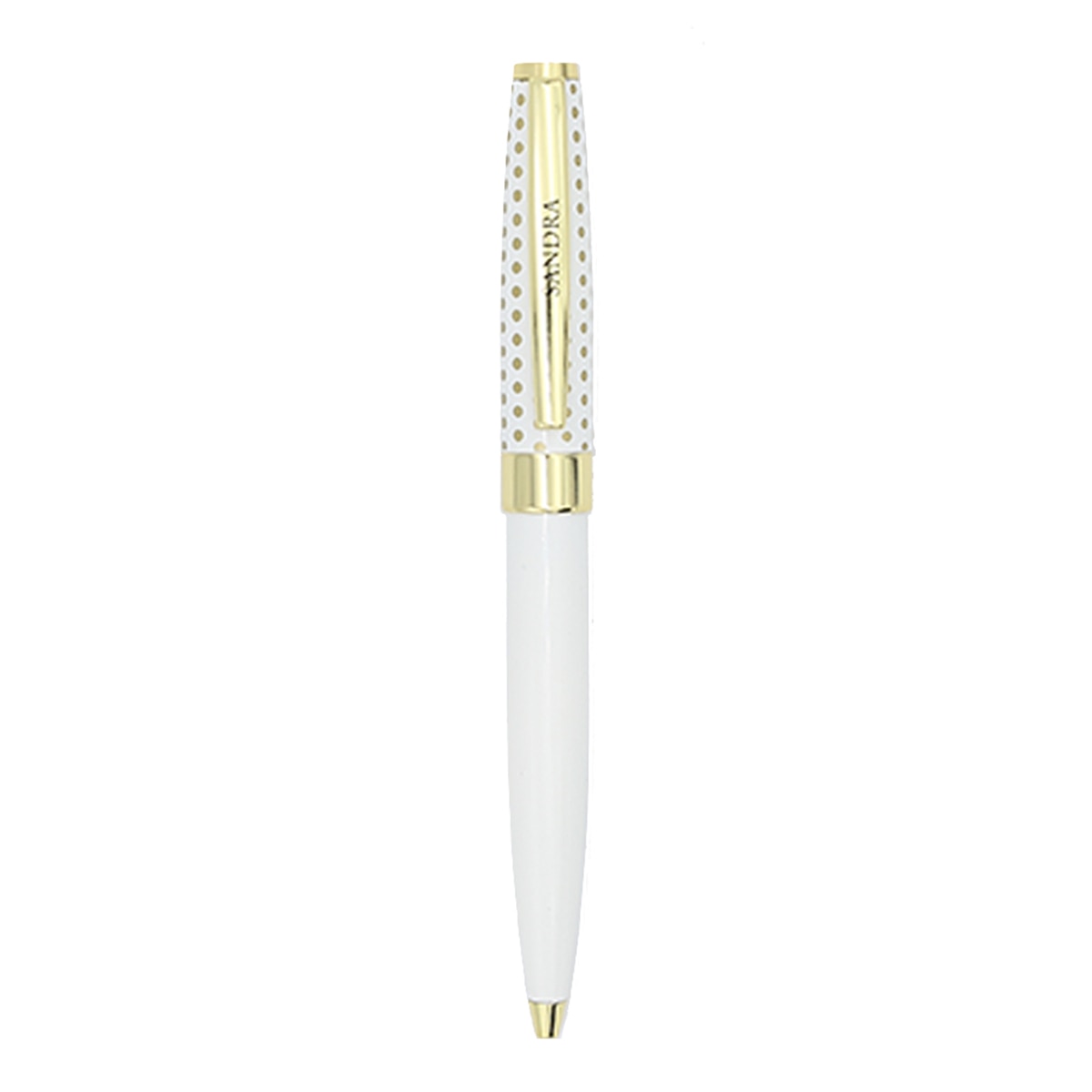 Caneta esferográfica Sandra branca e dourada Branco-2