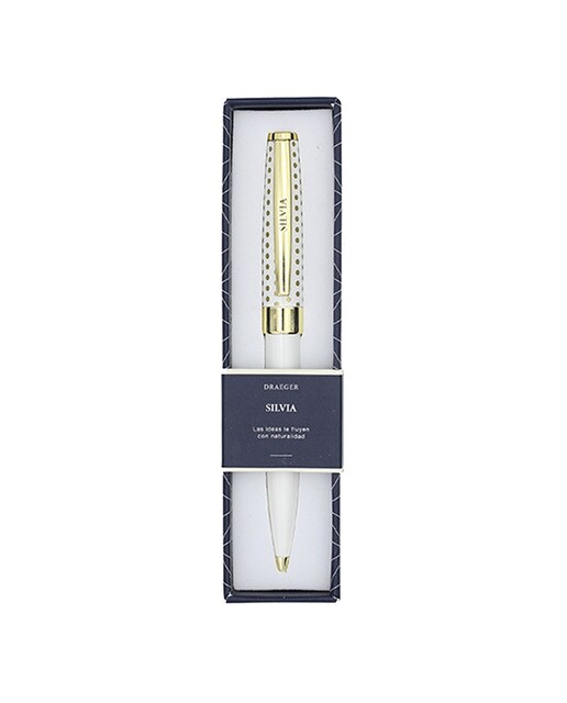 Bolígrafo Silvia Draeger Blanco y Oro Blanco-1