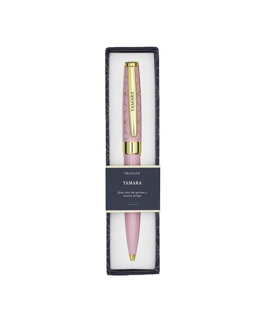 Caneta esferográfica Tamara rosa e dourada Rosa-1