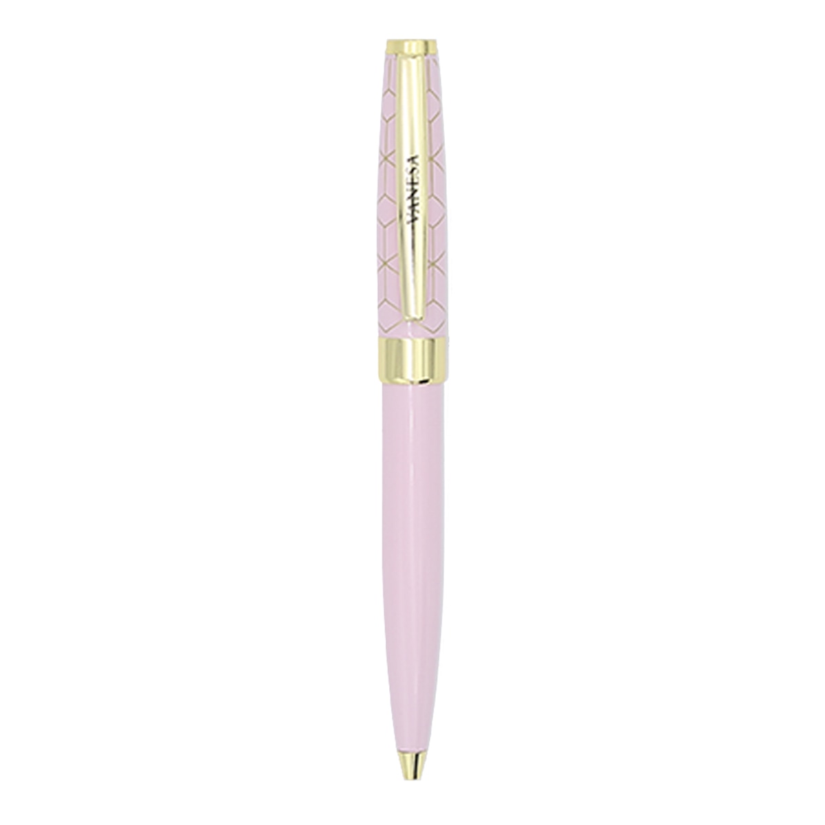 Caneta esferográfica Vanesa rosa e dourada Rosa-2