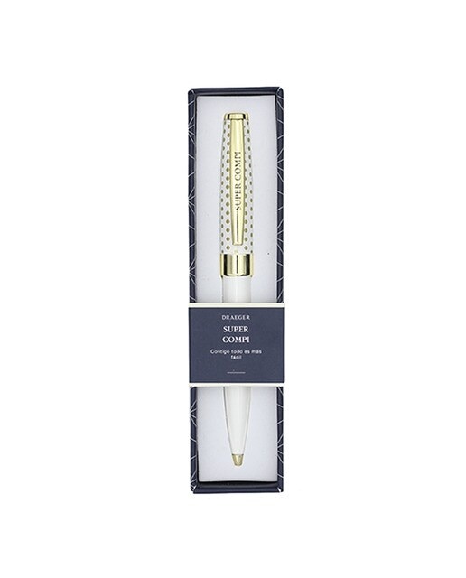 Caneta esferográfica Compi branca e dourada Branco-1