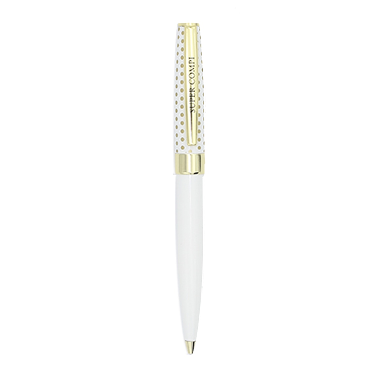 Caneta esferográfica Compi branca e dourada Branco-2