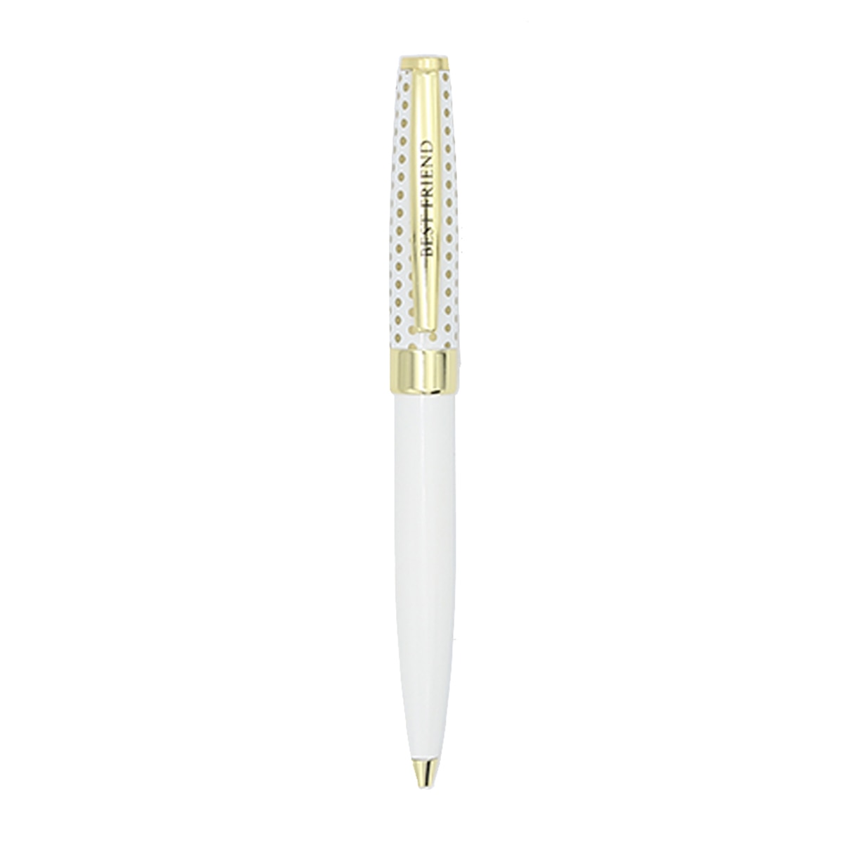 Caneta esferográfica Best Friend branca e dourada Branco-2