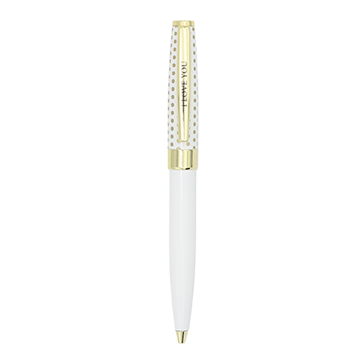 Caneta esferográfica I Love You branca e dourada Branco-2