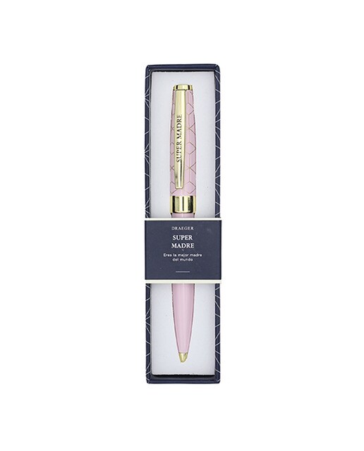 Caneta esferográfica Madre rosa e dourada Rosa-1