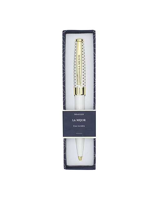Caneta esferográfica La Mejor branca e dourada Branco-1