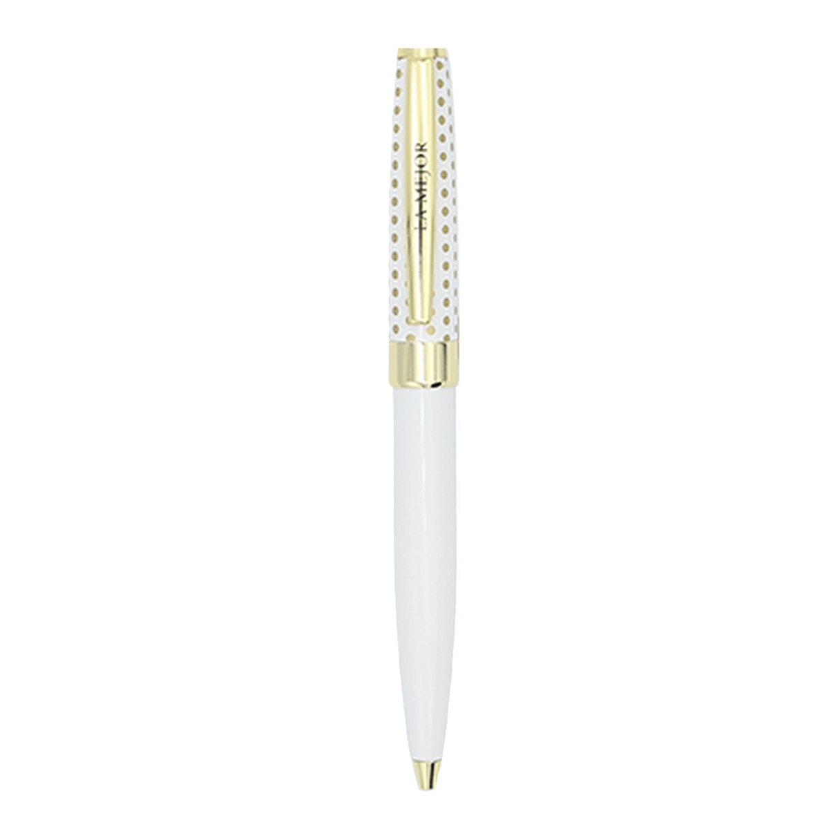 Caneta esferográfica La Mejor branca e dourada Branco-2