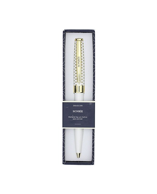 Caneta esferográfica Sonríe branca e dourada Branco-1