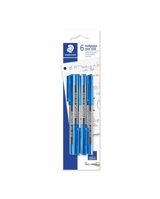 Blister com 6 Canetas Esferográficas - Azul 1