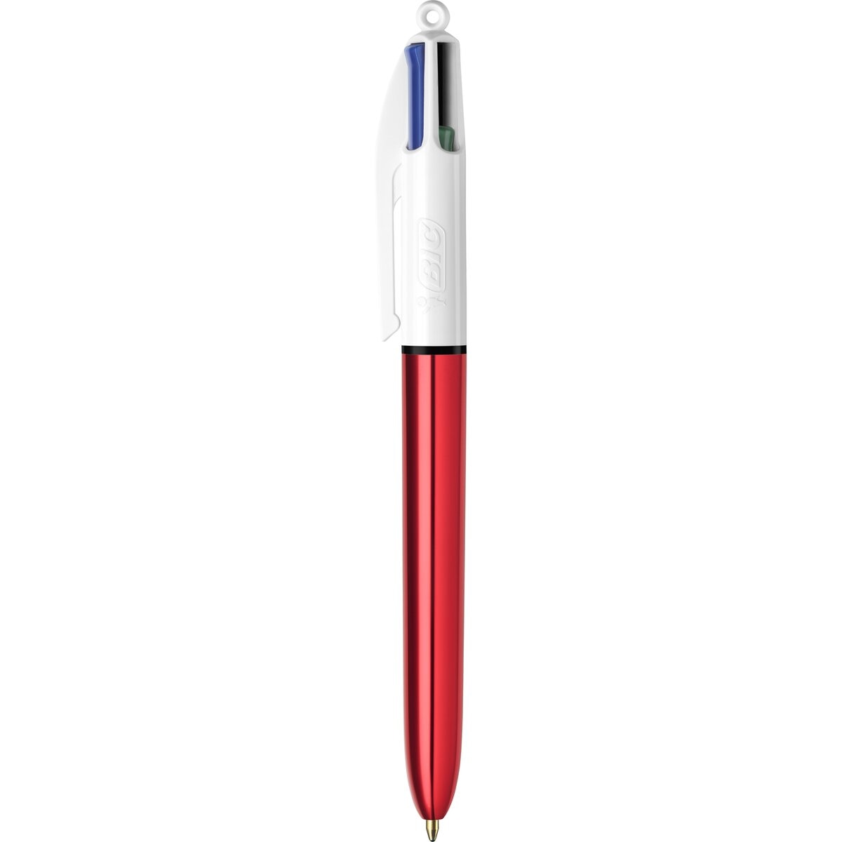 Bolígrafo 4 Colores Shine con Cuerpo Metalizado Rojo Punta Media BIC 2