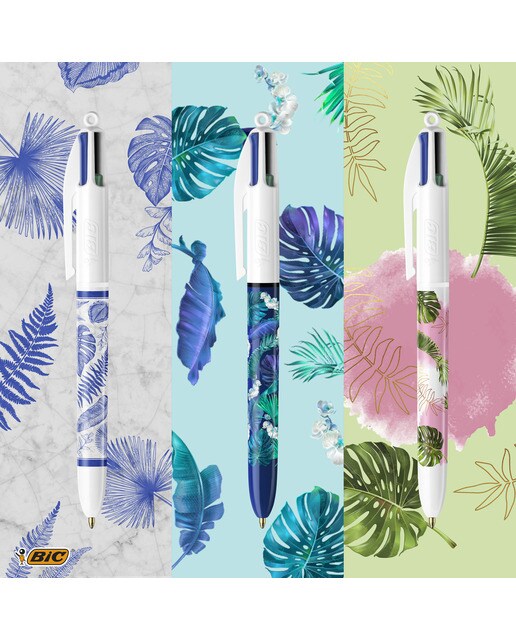Bolígrafos Caja Metálica de Seis 4Colores  Collection con Diseños Botanical y Tie Dye Bic 8