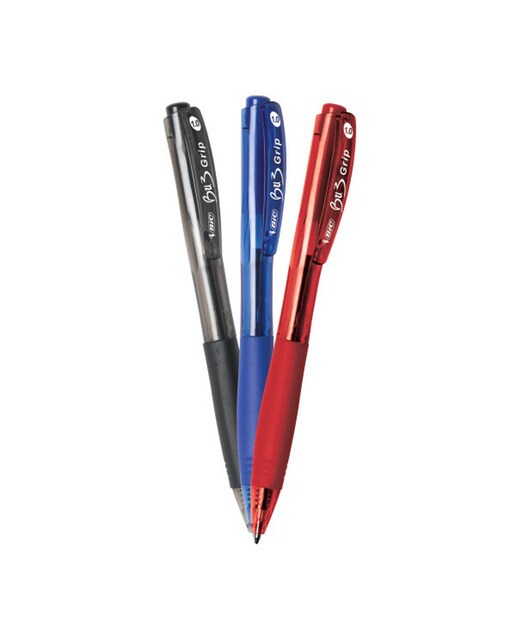 Bolígrafos Retráctiles BU3 Grip Colores Bic Azul, Negro y Rojo Multicolor-2
