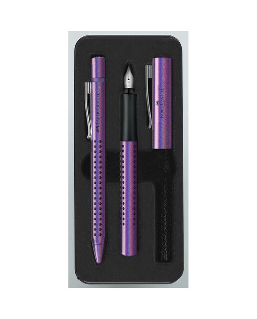 Conjunto de Presente de Caneta Esferográfica e Caneta de Aparo Grip 2010 Edição GLAM - Violeta Violeta-1