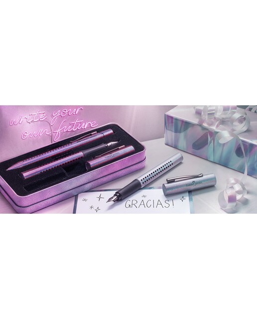 Conjunto de Presente de Caneta Esferográfica e Caneta de Aparo Grip 2010 Edição GLAM - Violeta Violeta-3