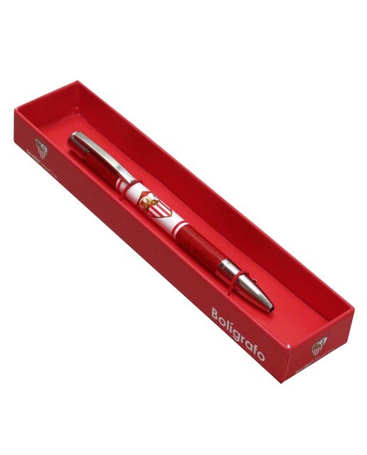 Caneta Esferográfica de Metal em Caixa Sevilha FC - Branco e Vermelho Vermelho / Branco-2
