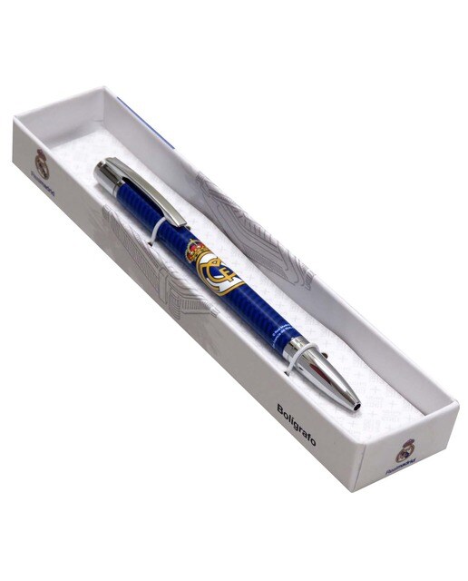 Caneta Esferográfica de Metal em Caixa Real Madrid C.F. - Branco Azul Branco / Azul-2