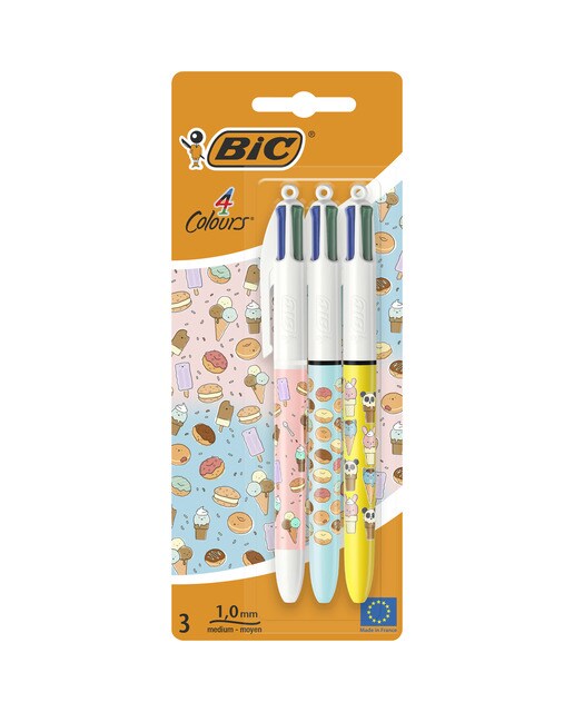 Pack de 3 Esferográficas 4 Cores Cute Food Multicolor-1
