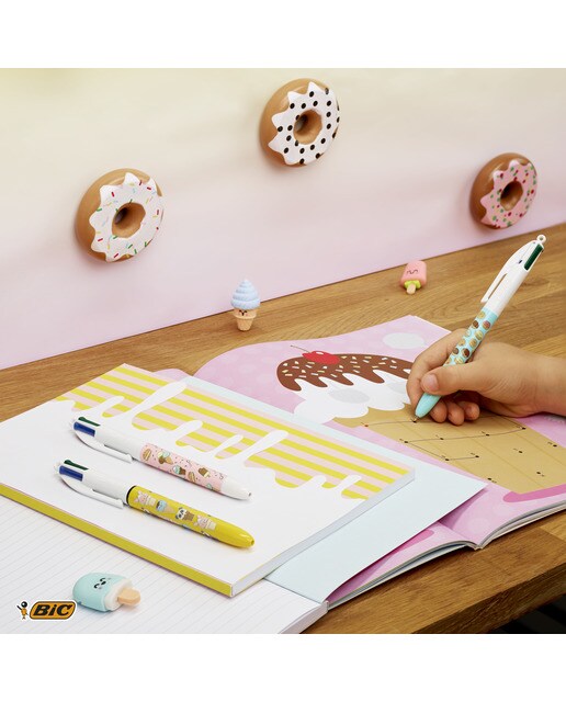 Pack de 3 Esferográficas 4 Cores Cute Food Multicolor-5