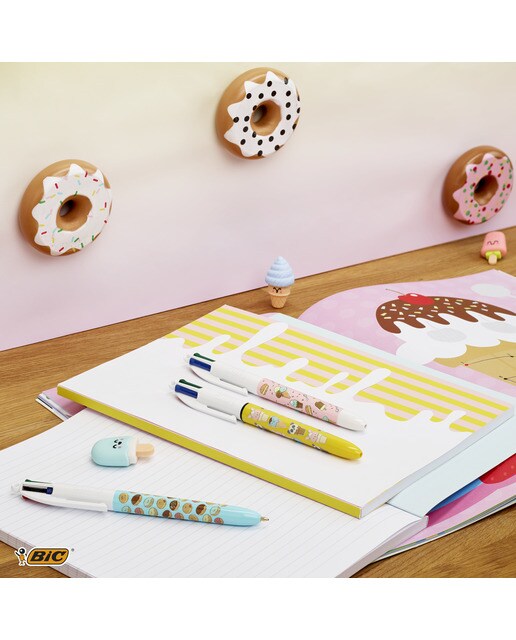 Pack de 3 Esferográficas 4 Cores Cute Food Multicolor-6