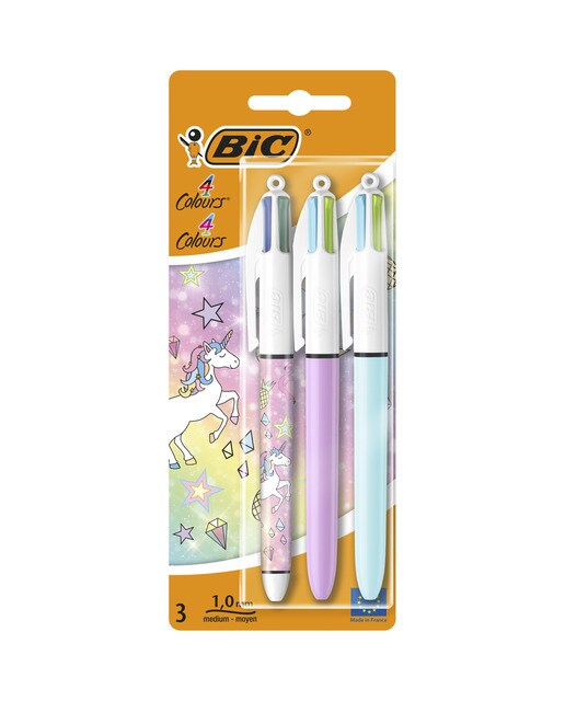 Imagen 0 de Pack de 3 bolígrafos 4 colores pastel & unicornio BIC